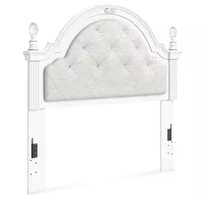 Maylilly White and Gray Full Upholstered Panel Headboard with LED