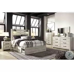 Cambeck Whitewash Queen Panel Bed with One Side Storage