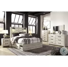 Cambeck Whitewash Queen Panel Bed with Double Under Bed Storage