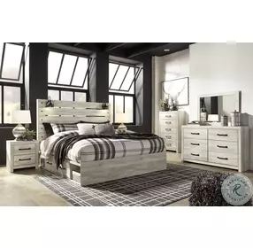 Cambeck Whitewash King Panel Bed with One Side Storage