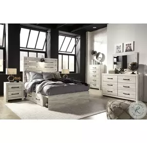 Cambeck Whitewash Full Panel Bed with Double Under Bed Storage