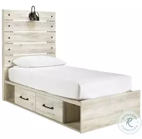 Cambeck Whitewash Youth Platform Bedroom Set with One Side Storage