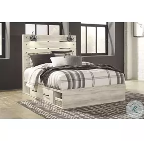 Cambeck Whitewash Queen Panel Bed with One Side Storage