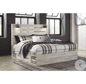 Cambeck Whitewash King Panel Bed with One Side Storage