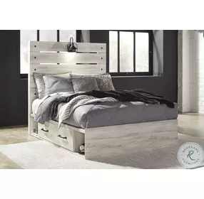 Cambeck Whitewash Full Panel Bed with One Side Storage