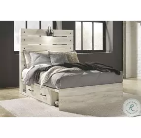 Cambeck Whitewash Full Panel Bed with Double Under Bed Storage