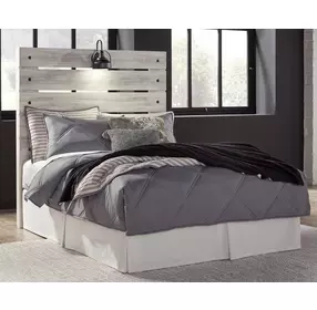 Cambeck Whitewash Full Panel Headboard with LED and USB Charging