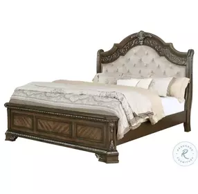 B01920 Medium Oak Upholstered Sleigh Bedroom Set