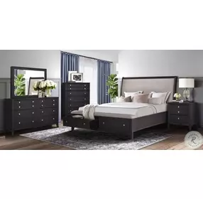 B0194A Brushed Brown King Upholstered Sleigh Storage Bed