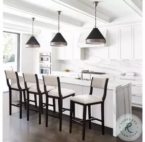 Barcelona Midnight Beige And Black 26" Counter Height Stool