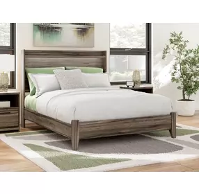 Baystorm Brown Queen Storage Panel Bed with LED and 6 Drawers