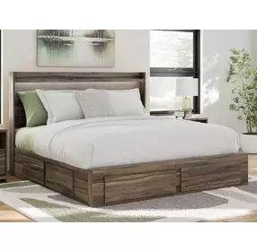 Baystorm Brown King Storage Panel Bed with LED