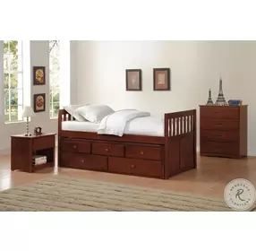 Rowe Dark Cherry Twin Storage Trundle Bed