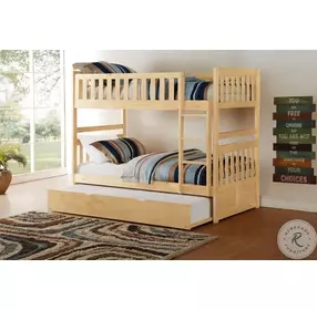 Bartly Natural Pine Twin Over Twin Bunk Bed with Trundle