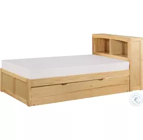 Bartly Natural Pine Youth Bookcase Bedroom Set With Youth Trundle