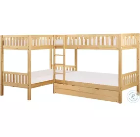 Bartly Natural Pine Youth Corner Bunk Bedroom Set With Trundle