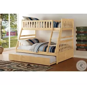 Bartly Natural Pine Twin Over Full Bunk Bed With Twin Trundle