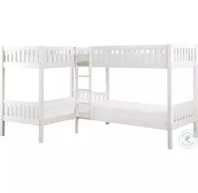 Galen White Youth L Corner Bunk Bedroom Set