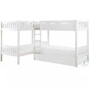 Galen White Youth Corner Bunk Bedroom Set With Trundle