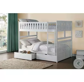 Galen White Full Over Full Bunk Bed With Storage Boxes