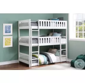 Galen White Triple Bunk Bed