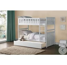 Galen White Twin Over Twin Bunk Bed With Twin Trundle