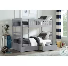 Orion Gray Twin Over Twin Bunk Bed With Storage Boxes