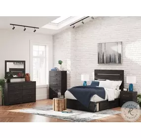 Delmorta Rustic Charcoal 2 Drawer Full Storage Platform Bed