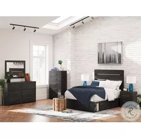 Delmorta Rustic Charcoal 4 Drawer Full Storage Platform Bed