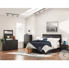 Delmorta Rustic Charcoal King Panel Bed