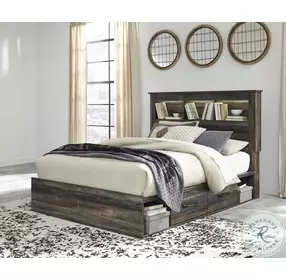 Drystan Queen Bookcase Bed with Single Sided Storage