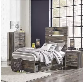 Drystan Twin Panel Bed with Side Storage Drawers