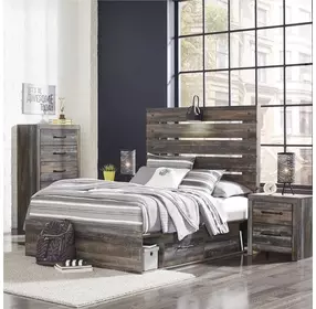 Drystan Full Panel Bed with Side Storage Drawers