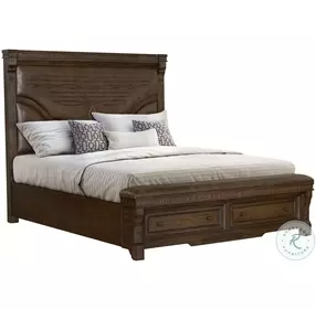 Grand Teton Distressed Brown Oak Bench Storage Bedroom Set
