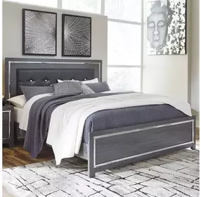 Lodanna Gray King Upholstered Panel Bed