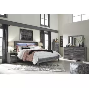 Baystorm Gray 6 Drawer Dresser and Rectangular Mirror