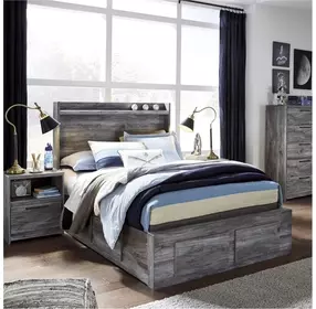 Baystorm Gray Full Double Under Bed Storage Platform Bed