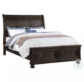 Lauren Brushed Brown Acacia Sleigh Storage Bedroom Set