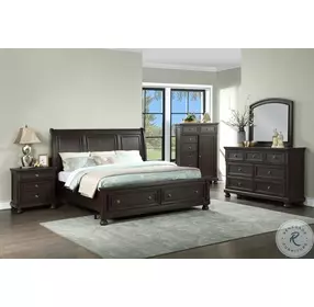 Lauren Brushed Brown Acacia King Sleigh Storage Bed