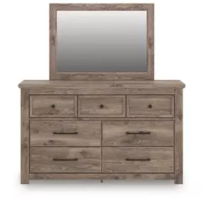Keithland Brown 7 Drawer Dresser and Rectangular Mirror