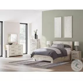 Lawroy Light Natural Queen Panel Bed with Single Side Storage