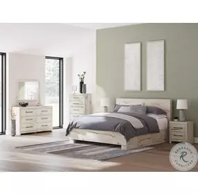 Lawroy Light Natural King Panel Bed with Double Side Storage