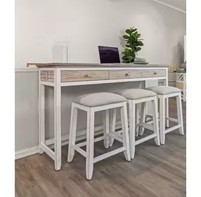 Islamorada Dapple Gray Performance Fabric Upholstered Backless Counter Height Stool