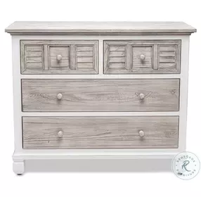 Island Haven Dapple Grey and Blanc 4 Drawer Chest