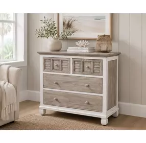 Island Haven Dapple Grey and Blanc 4 Drawer Chest
