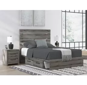 Urbanoore Brown Gray Queen Panel Bed with Storage