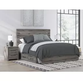 Urbanoore Brown Gray King Panel Bed with Storage