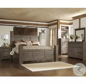 Juararo Dark Brown California King Poster Bed