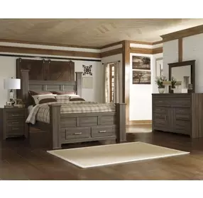 Juararo Dark Brown 6 Drawer Dresser and Rectangular Mirror