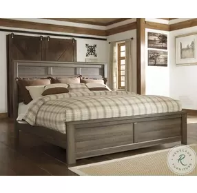 Juararo Dark Brown King Panel Bed